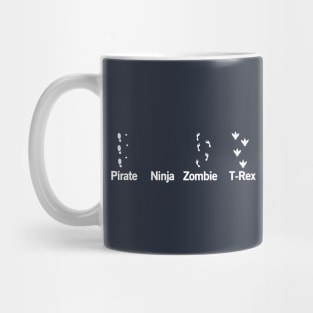 Footprints. Zombie, Ninja, T-Rex, Pirate Mug